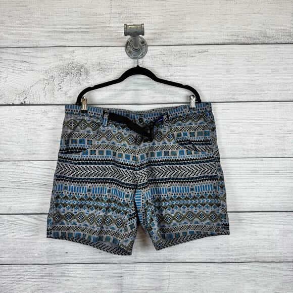 Kavu Men's Gray Belted Geometric Outdoor Hiking Chilli Shorts Size XXL - Picture 1 of 11